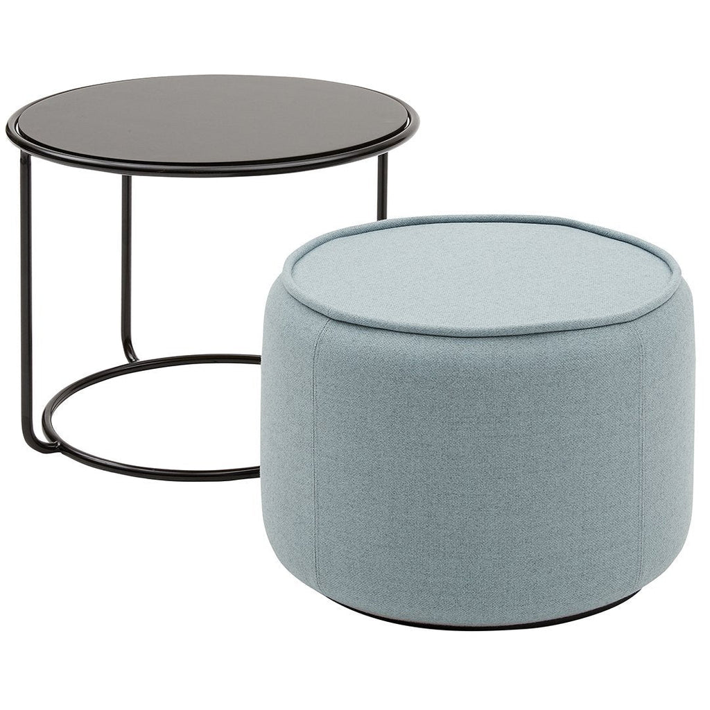 Pouf Tavolino Moderno Multifunzionale Imbottito e in Legno con Contenitore Sotto al Piano, Design per Soggiorno