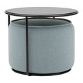 Pouf Tavolino Moderno Multifunzionale Imbottito e in Legno con Contenitore Sotto al Piano, Design per Soggiorno
