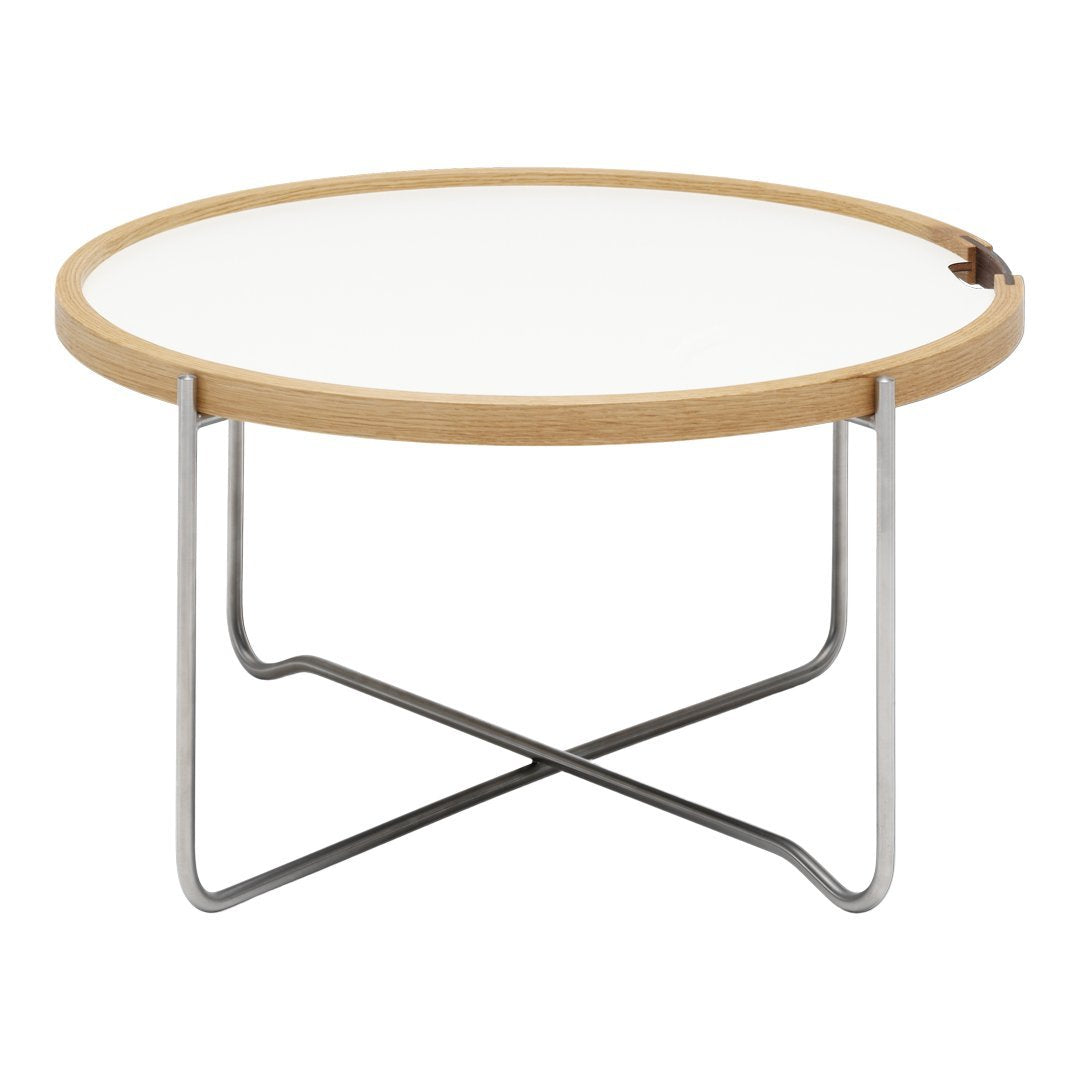 Tavolino da salotto con vassoio Nordic Classic in rovere e acciaio inossidabile con vassoio reversibile a doppia faccia