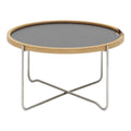 Tavolino da salotto con vassoio Nordic Classic in rovere e acciaio inossidabile con vassoio reversibile a doppia faccia