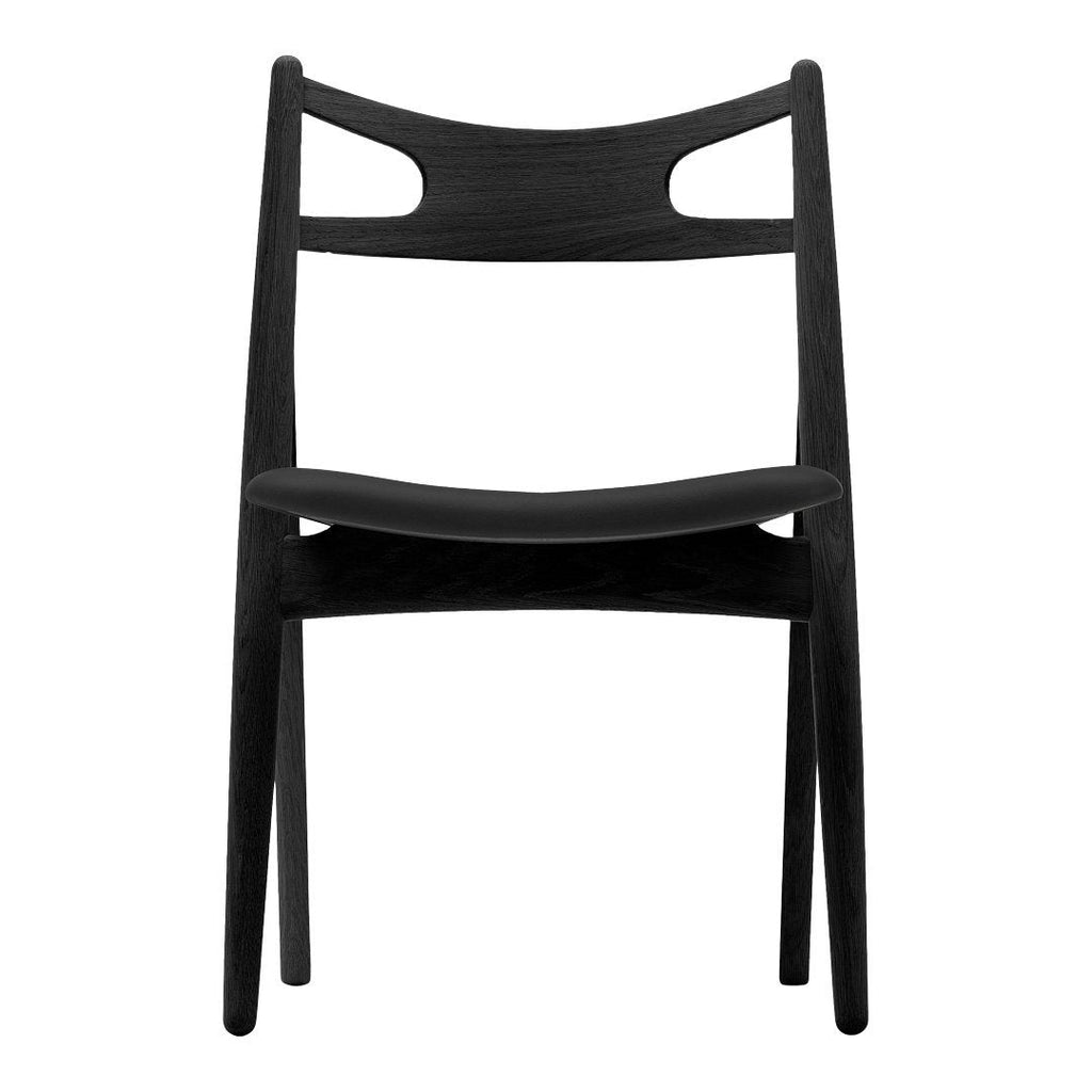 Sedia Sawbuck danese in legno massello artigianale con struttura scultorea a schienale curvo per sala da pranzo