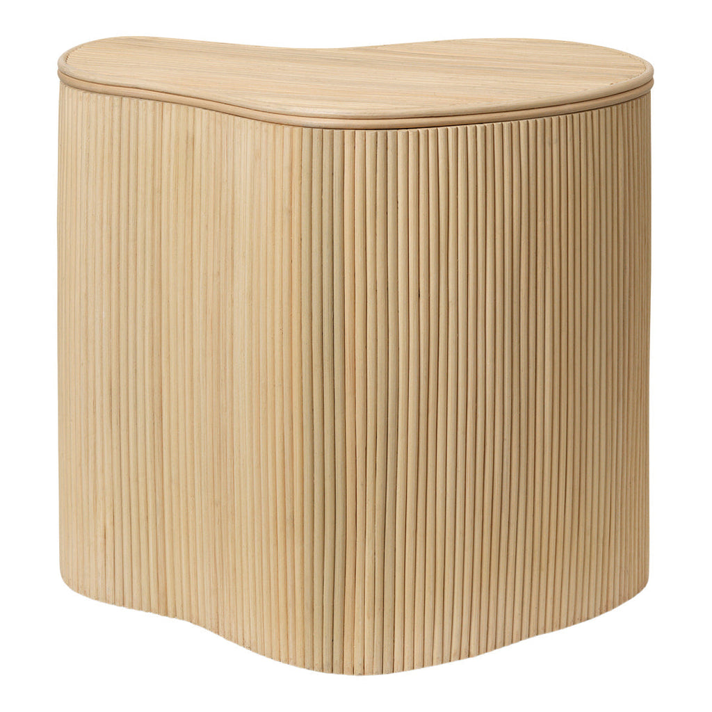 Tavolino Nordic in Rattan Naturale e MDF con Coperchio per Camera da Letto e Camera dei Bambini