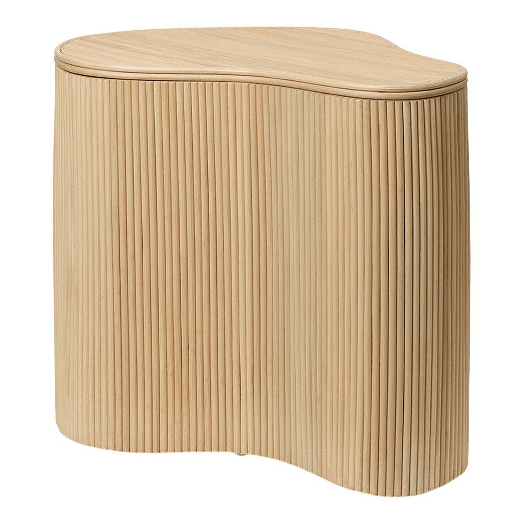 Tavolino Nordic in Rattan Naturale e MDF con Coperchio per Camera da Letto e Camera dei Bambini