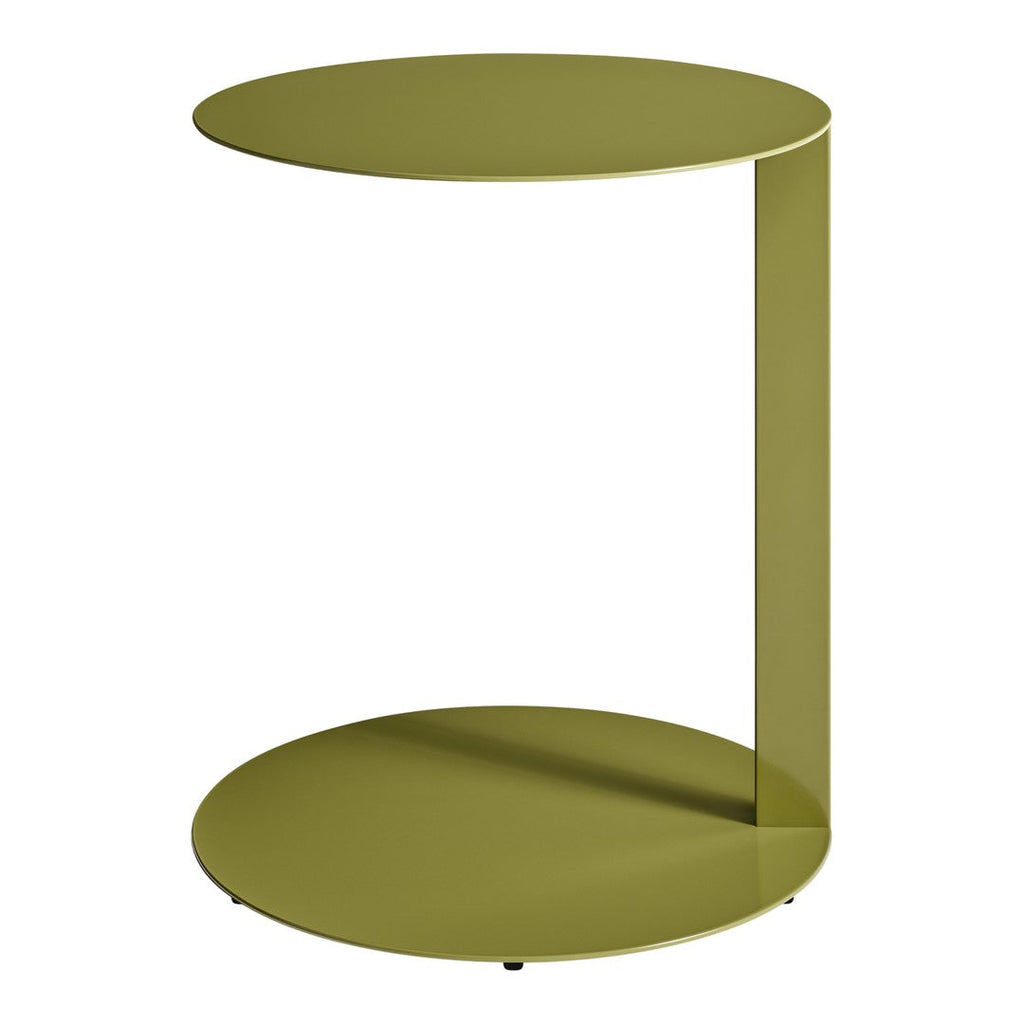 Tavolino Laterale a Sbalzo Moderno Minimalista in Acciaio Verniciato a Polvere con Piano Rotondo Fluttuante per Soggiorno e Camera da Letto