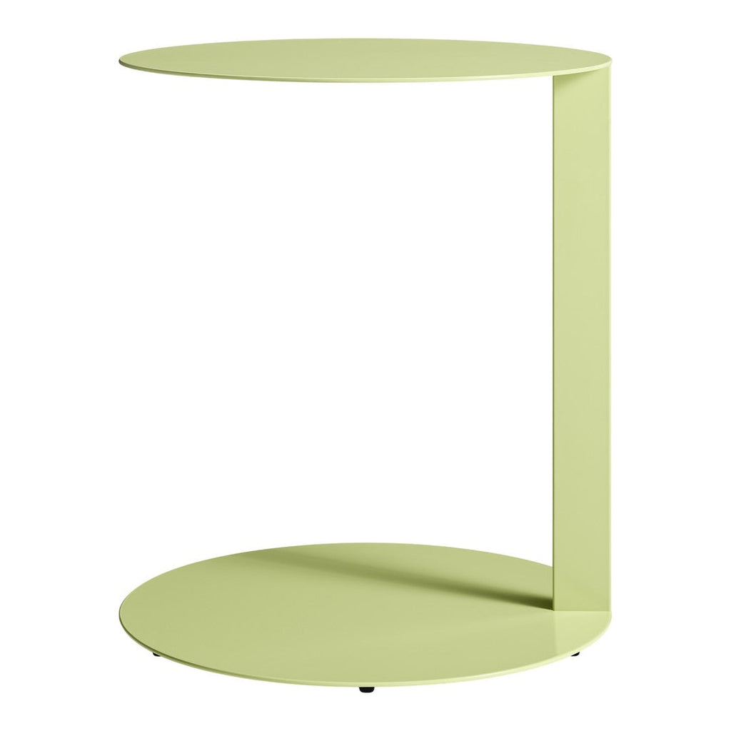 Tavolino Laterale a Sbalzo Moderno Minimalista in Acciaio Verniciato a Polvere con Piano Rotondo Fluttuante per Soggiorno e Camera da Letto