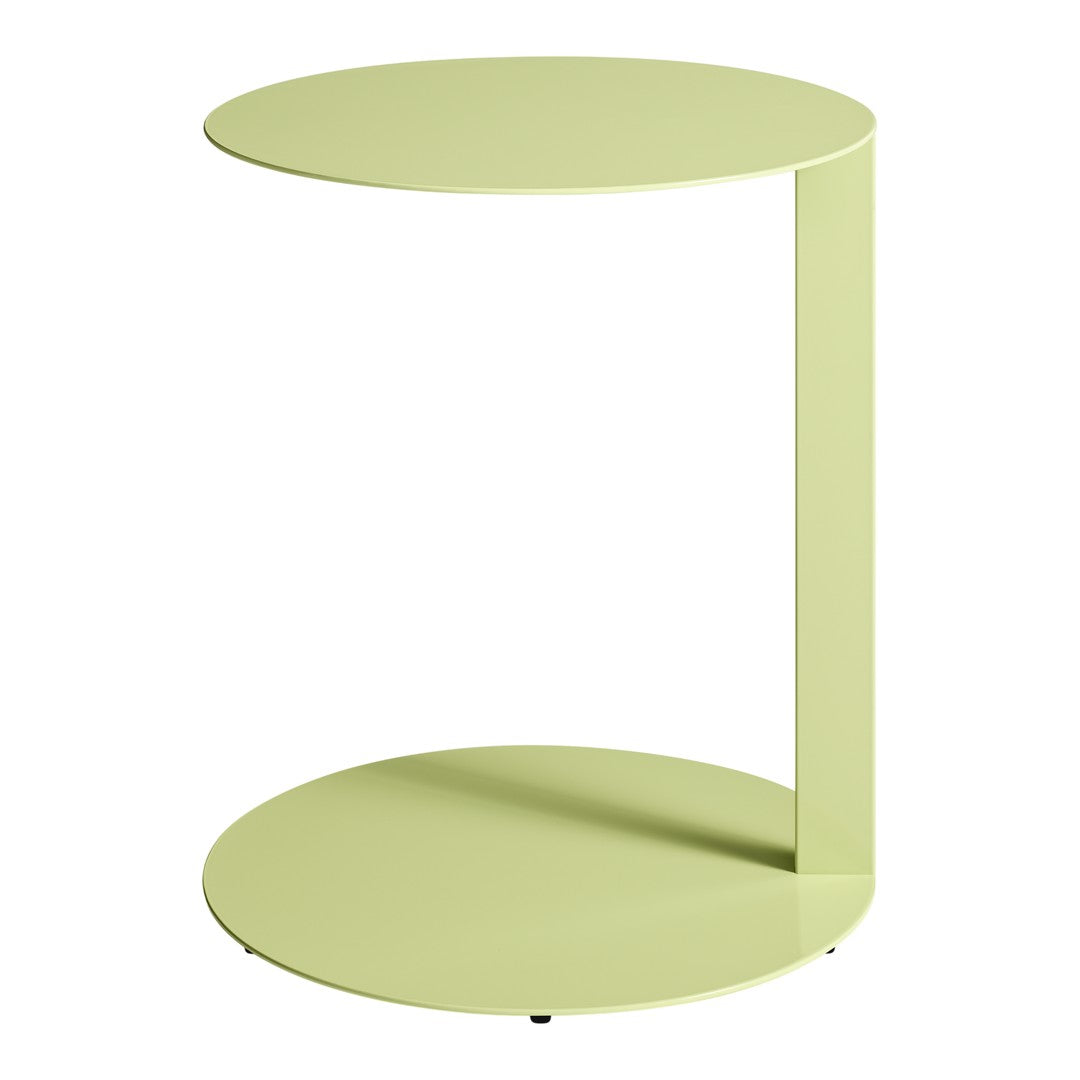 Tavolino Laterale a Sbalzo Moderno Minimalista in Acciaio Verniciato a Polvere con Piano Rotondo Fluttuante per Soggiorno e Camera da Letto