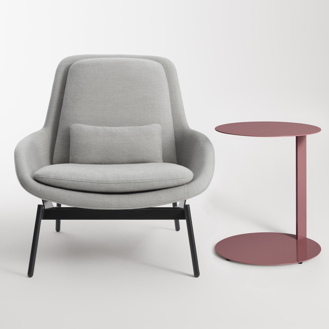 Tavolino Laterale a Sbalzo Moderno Minimalista in Acciaio Verniciato a Polvere con Piano Rotondo Fluttuante per Soggiorno e Camera da Letto