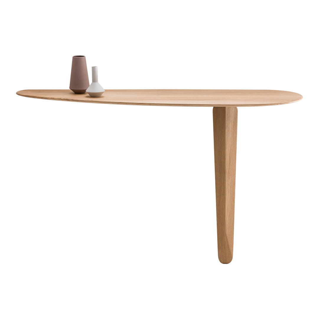 Consolle Minimalista Scultorea in Materiali Misti a Sbalzo con Piede Unico per Ingresso