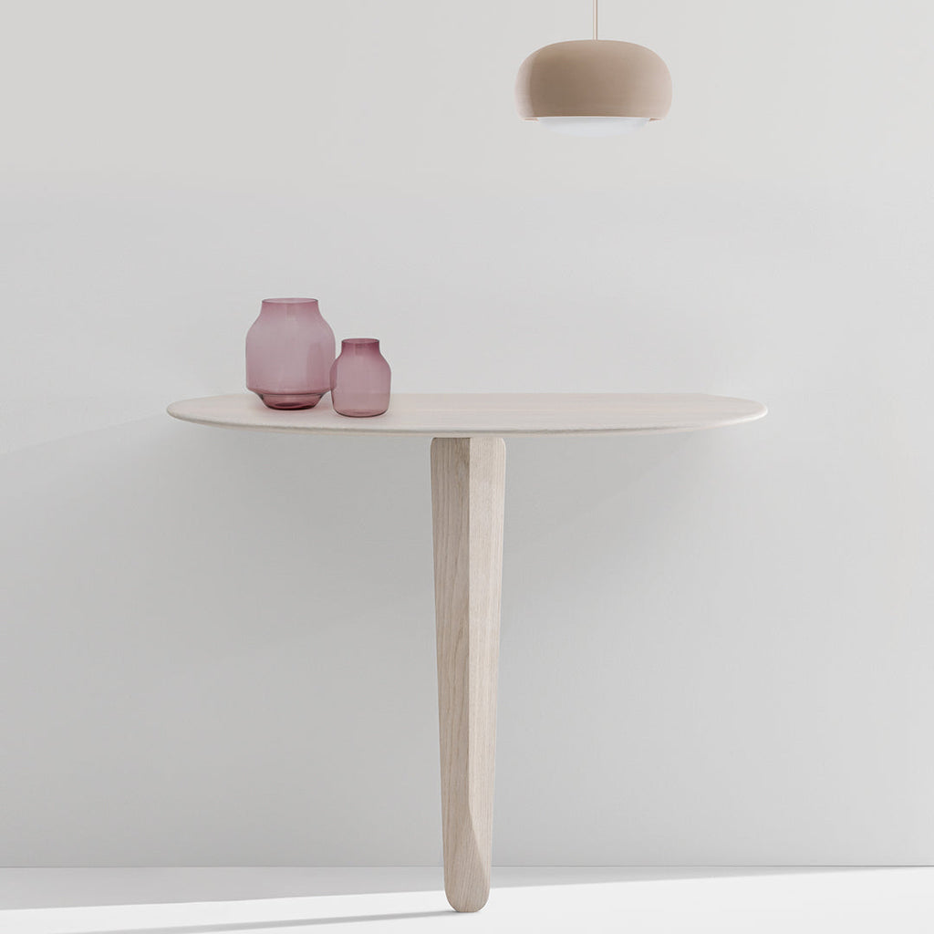 Consolle Minimalista Scultorea in Materiali Misti a Sbalzo con Piede Unico per Ingresso