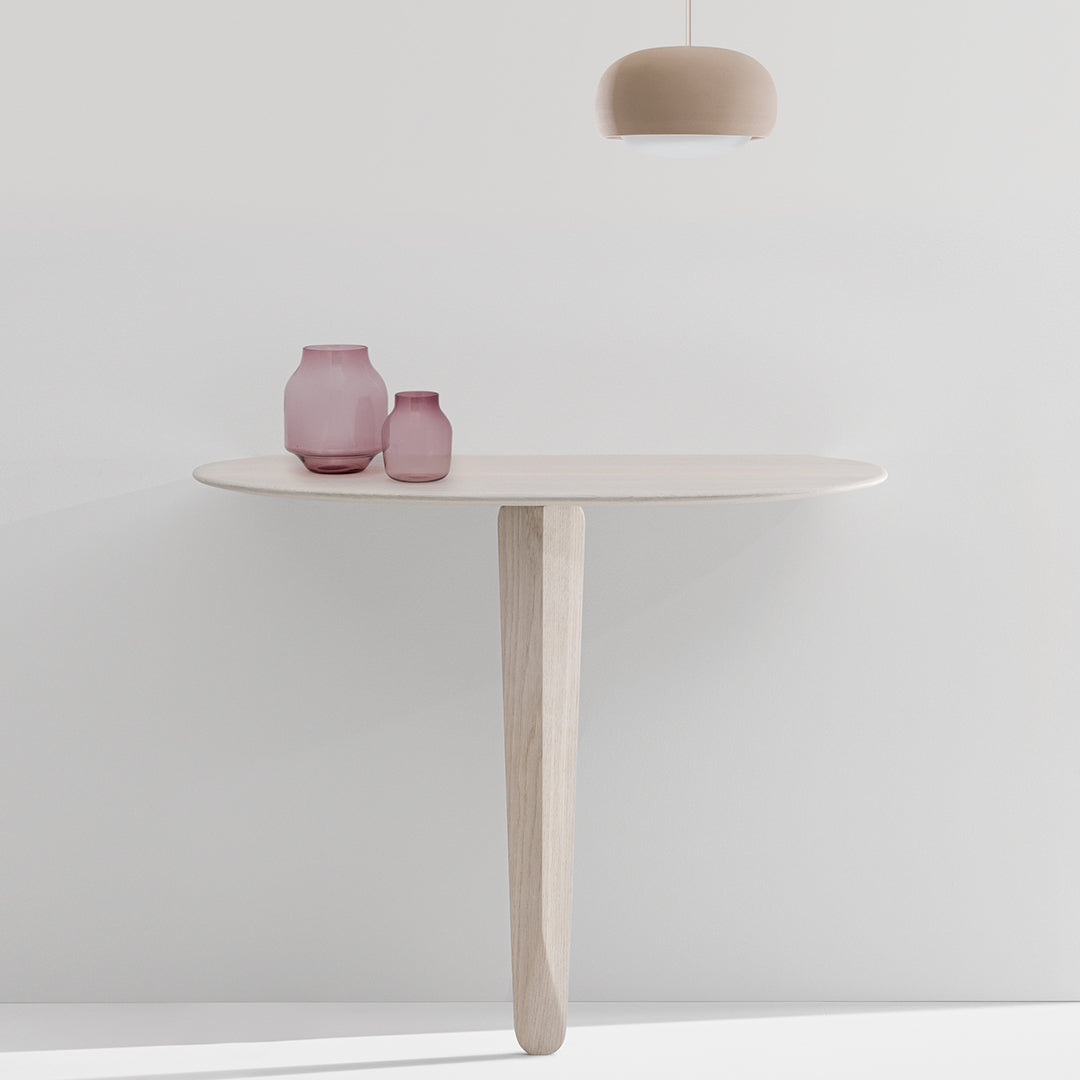 Consolle Minimalista Scultorea in Materiali Misti a Sbalzo con Piede Unico per Ingresso